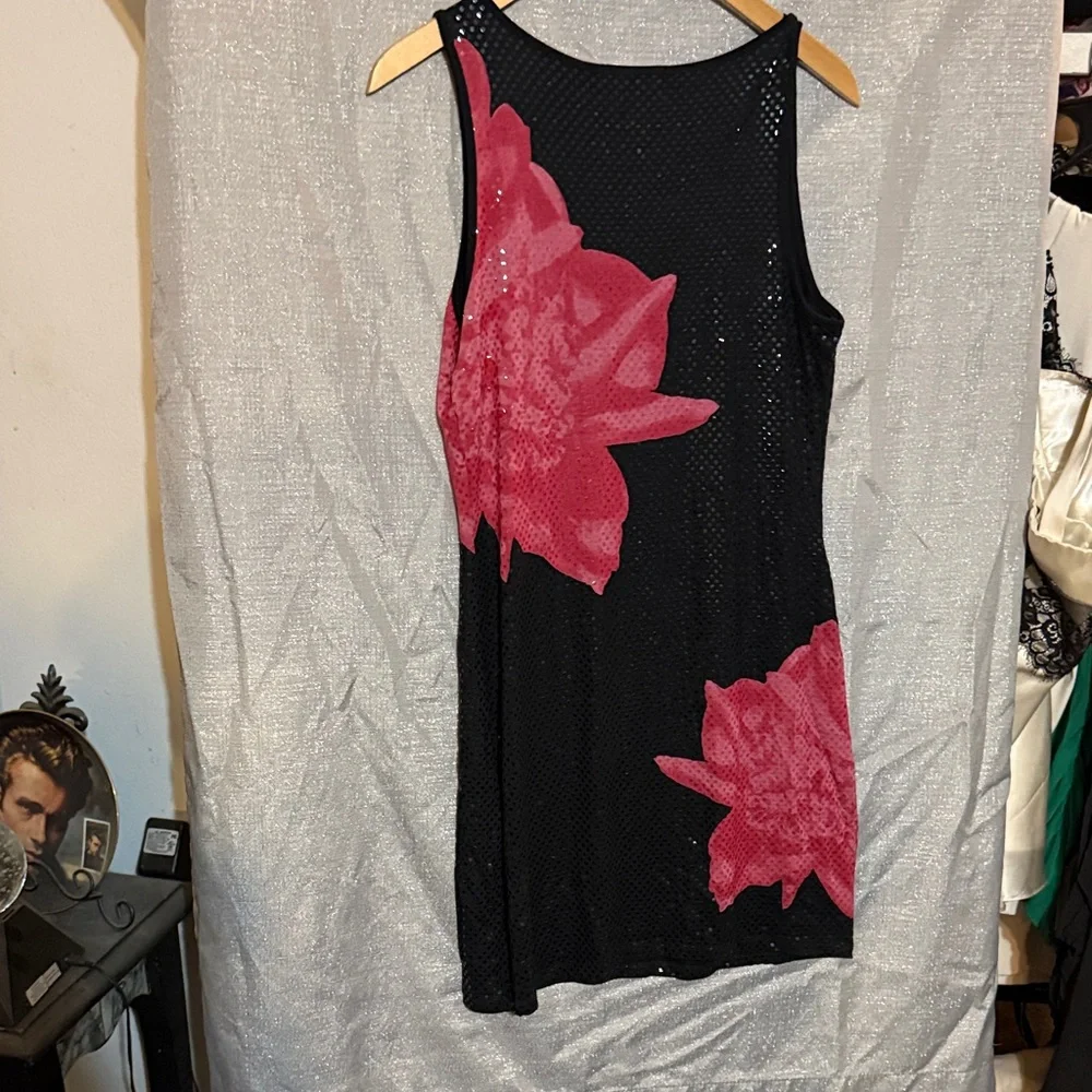 Express Black Dress with Pink Floral Design - Picture 6 of 10
